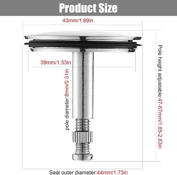 43 mm Universal Messingavløpsplugg for Badekar & Vask, Justerbar [JUN]