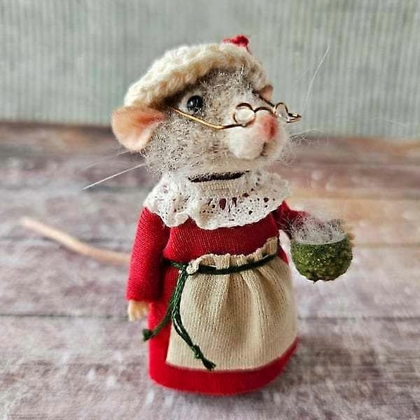 Søt Nålefiltet Mus Håndlaget Vinter Julemuspynt C C