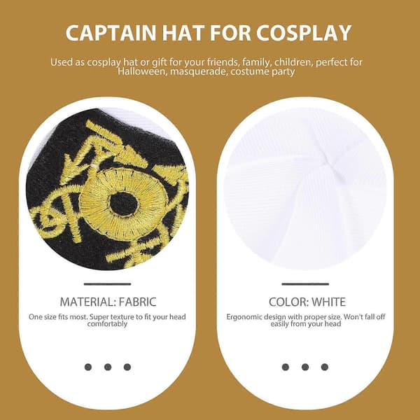 Hatt för Cosplay Party Dekoration i Vit Tyg för Halloween Rollspel 1-pack