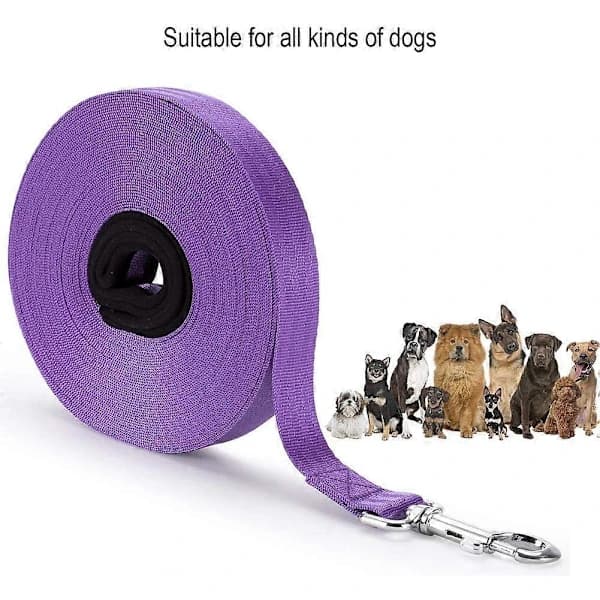 Træningssnor til hunde, lang nylonsnor til hundesporing, træningssnor til lydighed (lilla)
