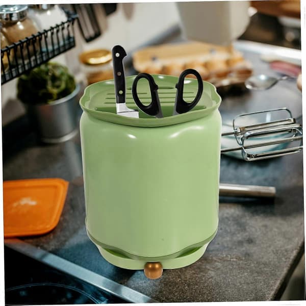 Kitchen Utensil Holder 360° Rotating Organizer with Drainage for Countertop, Chopsticks and Spoons
