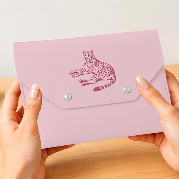 Trendy Pink Gepard Leopard Læder Mahjong Kortetui Holder Lomme Pink Leopard Pink Leopard
