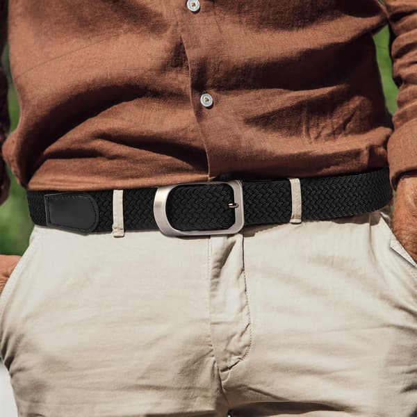 Elastiske bælter til mænd, strækbare elastiske bælter til mænd, flettede vævede bælter til mænds jeans shorts bukser, afslappede bælter