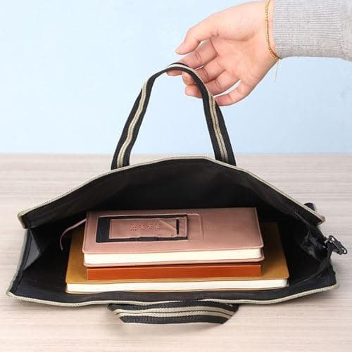 Laptoptaske med lynlås, bærbar dokumentmappe, Oxford-kontoropbevaring (Sort)