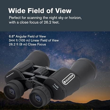 Celestron - Cometron 7x50 Kikkert - Astronomikikkert til begyndere - Stor 50 mm objektiv - Bredt synsfelt 7x forstørrelse