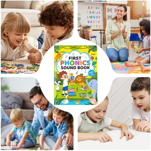 First Phonics Audio Book for Kids, Interactive ABC Alphabet & Phonics Learning Book, Rechargeable Talking Educational Toy with Music & Games