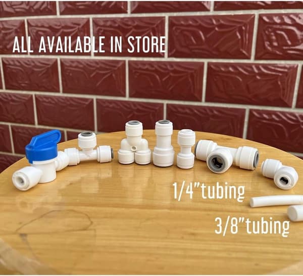 1/4 tomme OD RO Vandssystem Tilslutningsudskiftning med Ventil, 3 Stykker Slangeadapter til Underskab Filtreringssystem