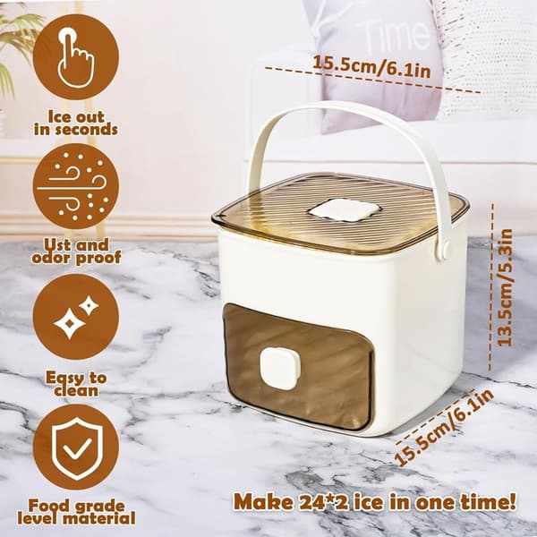 Countertop Ice Maker, Easy Press, Releases All Ice Cubes in One Second, 48-Cube Storage Box with Handle, Ice Tongs and Basket,