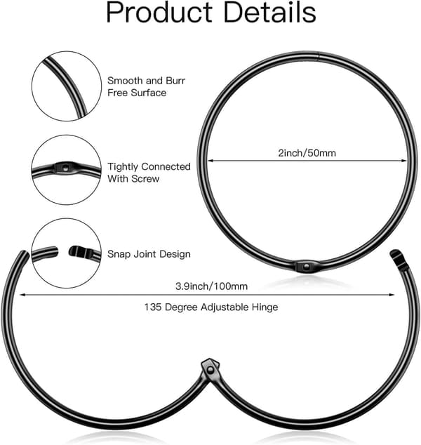 Gold - 24 Shower Curtain Rings, Rustproof Bathroom Hooks, Decorative