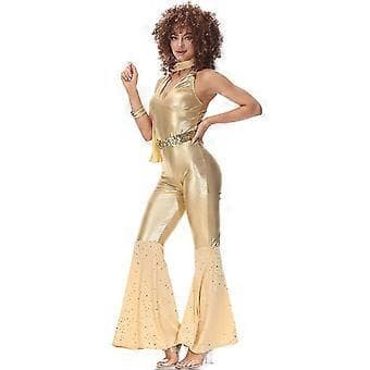 Sexy Metalliske Disco Jumpsuits - Dame Open Midriff Disco Jumpsuits (XL)