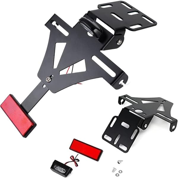 Universal Motorcycle License Plate Holder with Adjustable Bracket - Fender Eliminator Kit for Rear Rack, Compatible with Most Motorcycles