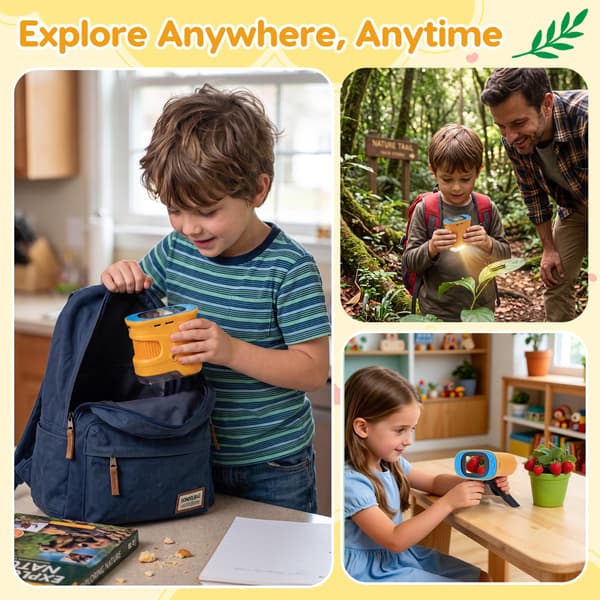 BAIJLE 1000X Digital Microscope for Kids, Handheld STEM Toy for Ages 4-12