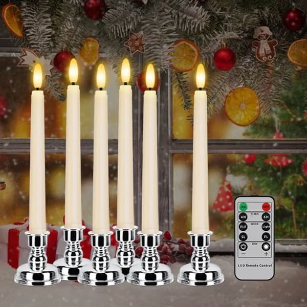 6x LED-lys flimrende lys bordlys med timer fjernkontroll batteridrevet juledekorasjon