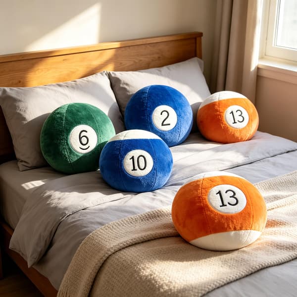 Simulated Billiard Ball Stuffed Pillow, Soft Rabbit Plush Round Cushion Yellow 13 Yellow 13