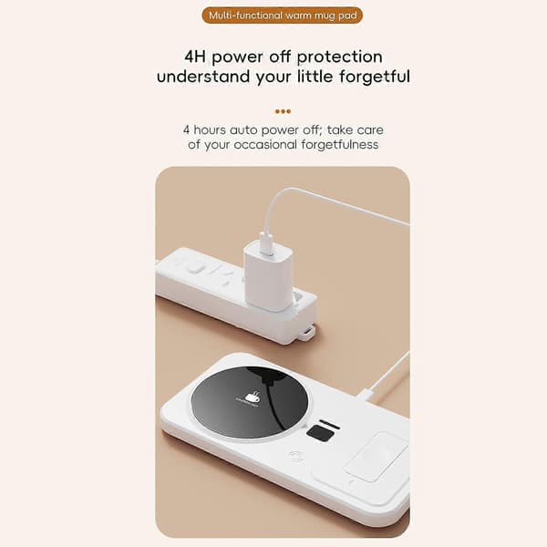 Coffee Mug Warmer with Wireless Charging, Smart Temperature Control, Non-Slip Base for Desk Use