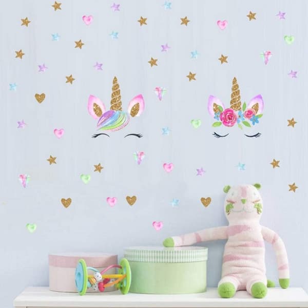 2-pack Unicorn Decal Cartoon Wall Decal, Removable Wall Decal, Unicorn Wall Decal, Wall Decoration Graffiti Decal