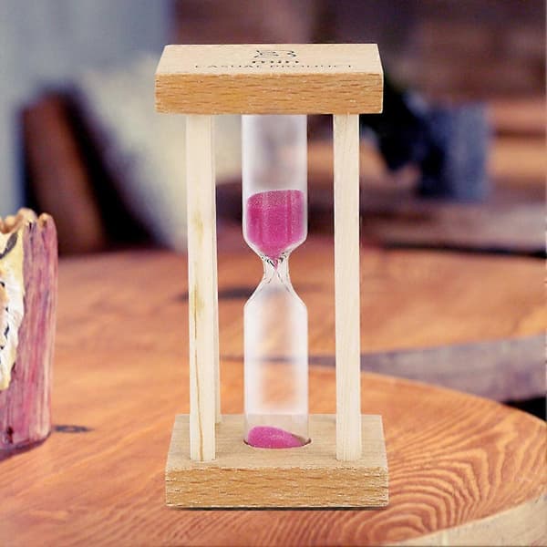 Trætimeglas med 3 minutters tid, sandglasdekoration til skrivebord