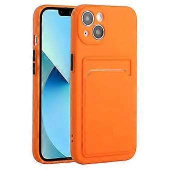Kompatibelt TPU-deksel til iPhone 15, fallsikkert bakdeksel med kortholder (Oransje)