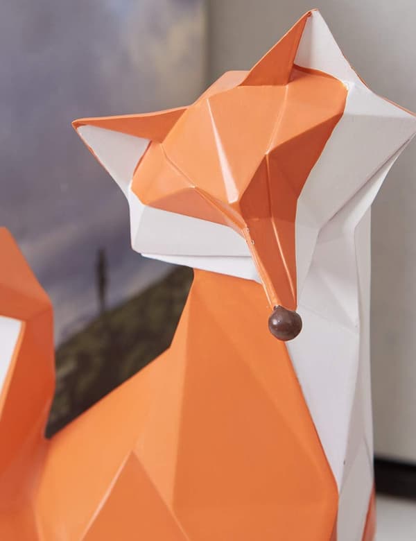 Rävstaty present geometrisk skulptur dekorativ harts djurkonst 21,8 cm
