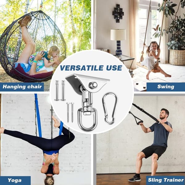 Professional Ceiling Hook with 500 kg Load Capacity - 360° Rotatable - with Carabiner