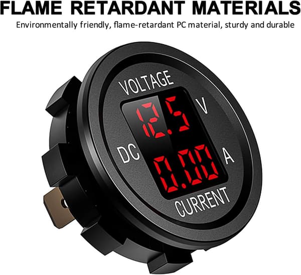 12V Motorcykel Vandtæt LED Digital Voltmeter, 9V-48V DC Strøm