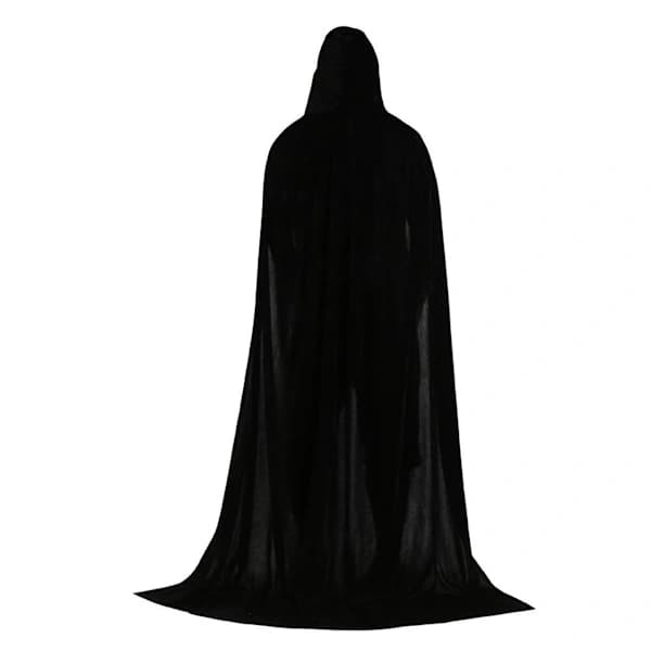 Unisex Sort Fuld Lang Hætte Kappe Kostume