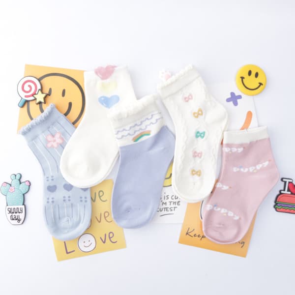 10 Pairs Kids Socks, Candy Color, Mid-Calf Socks