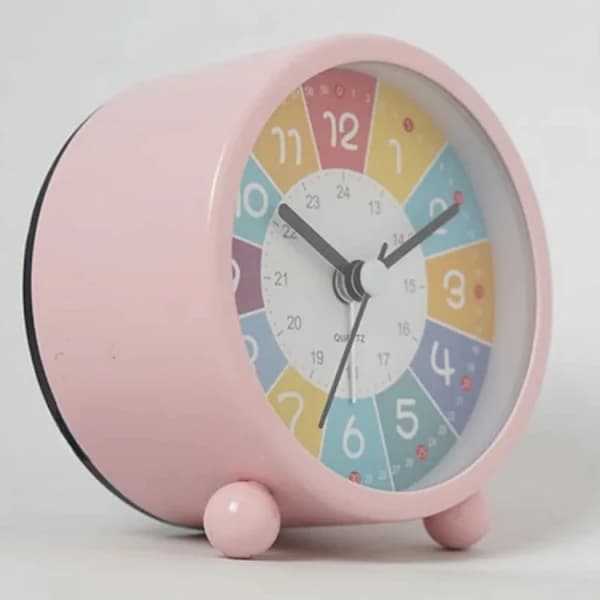 Kids Educational Alarm Clock Desk Silent Small Clock With Night Light, Style: Yellow