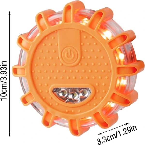 Gult LED-lys, 2 stk LED-lysrampe, nødlys, med magnetisk base og 9 blinkende moduser