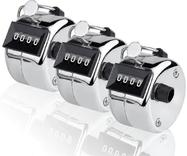 3-piece hand counter, 4-digit lap counter manual clicker mechanical metal counting