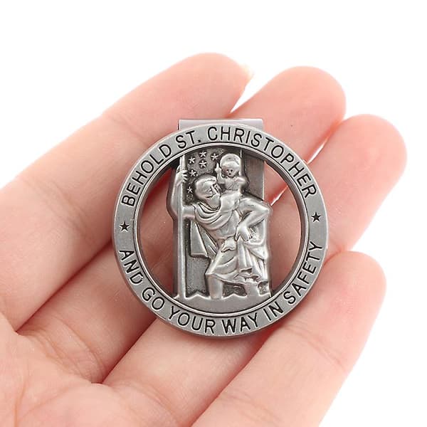 St Christopher-medalje for bil, Saint Christopher-solskjermklips, automatiske solskjermtilbehør Shytmv