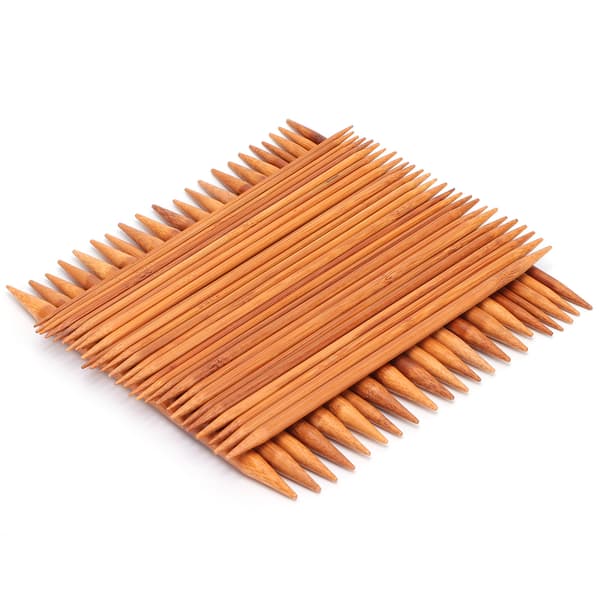 75 Pcs Double Pointed Knitting Needles 20cm/7.8in Carbonized Bamboo Knitting Needle Set 15 Sizes