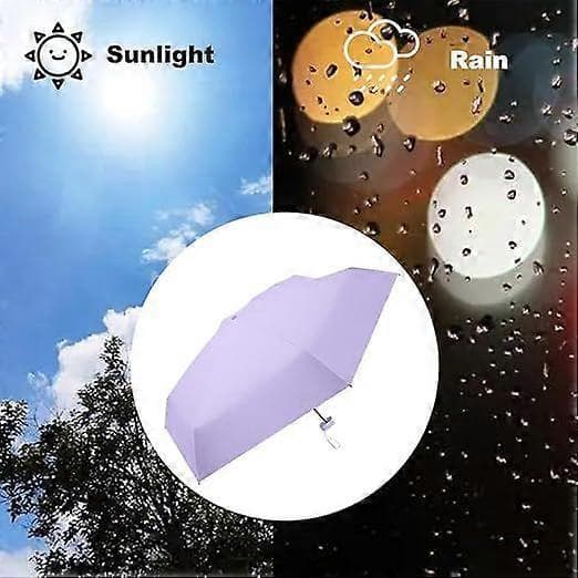 Fällbart reseparaply, litet kompakt paraply för sol och regn, vindtätt UV-paraply med blixtlåsfodral för kvinnor och flickor