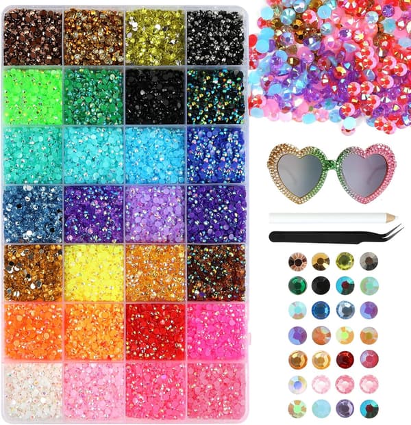 Gel-strass-set för dekoration, nagelstenar, flatback-strass för pyssel, naglar, textilier och diamantmålning, 42 rutor 42 squares
