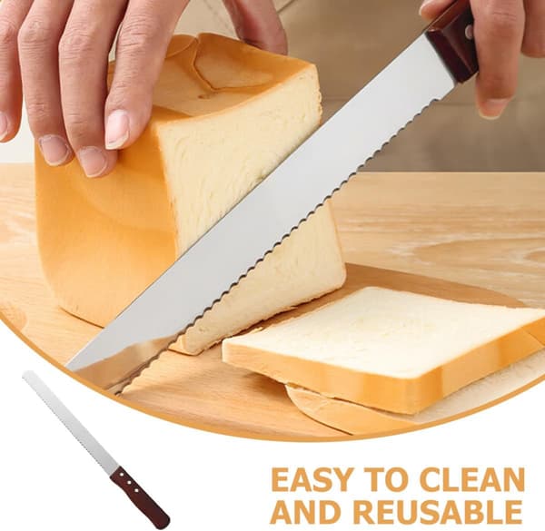 Stainless Steel Bread Knife, Serrated Bread Slicer, Kitchen Baking Tool for Slicing Toast, Loaf, Cake