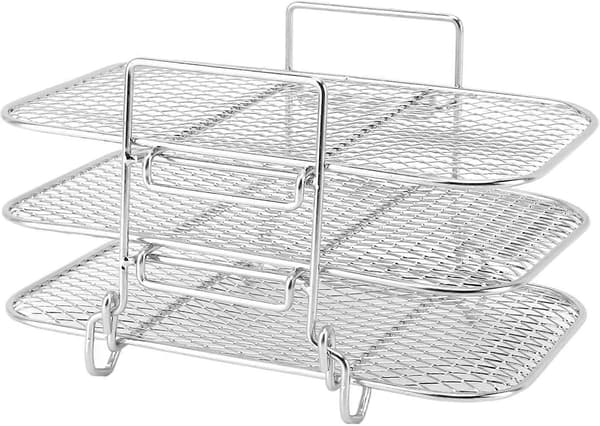 3-Tier Stainless Steel Rack for Air Fryer, Stackable Design for Even Heating and Extended Capacity
