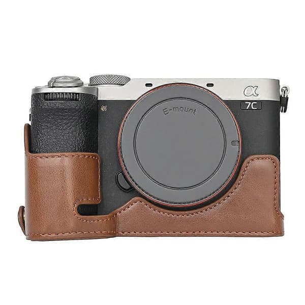 R2u For Sony A7C II A7CR Removable Camera Case PU Leather Battery p8y Opening Case with Lens Bag - C
