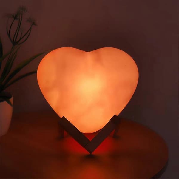 Heart Night Light 16-Color USB Rechargeable LED Night Light Heart-Shaped Lamp with Stand and Remote Control