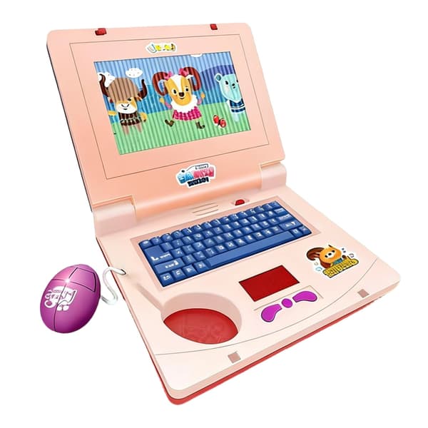 Toy computer with interactive keyboard and screen for entertaining play, fine motor skills training, notebook, preschool toy Purple Purple