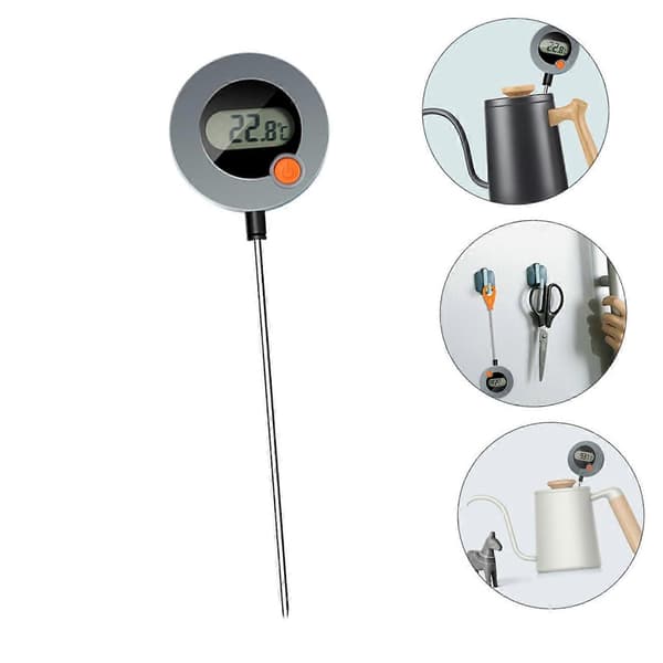 Digitalt madtermometer med sonde, præcision, magnetisk bagside til vand, mælk, oliekogning