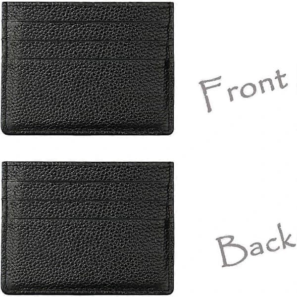 RFID Blocking Genuine Leather Unisex Slim Credit Card Holder Debit Wallet Case Black