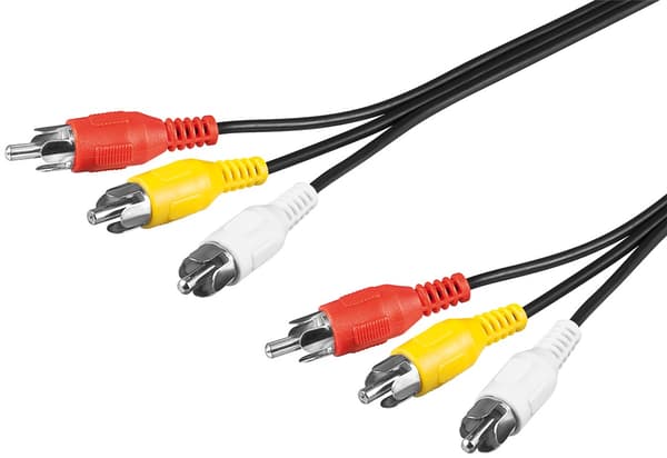 Kabel for kompositt audio-videotilkobling, 3x RCA