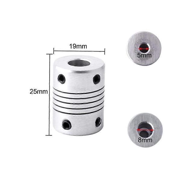 5 stk 3D-printer aluminiumslegering fleksibel akselkobling 5 mm til 8 mm, stepmotor fleksibel akselkobling