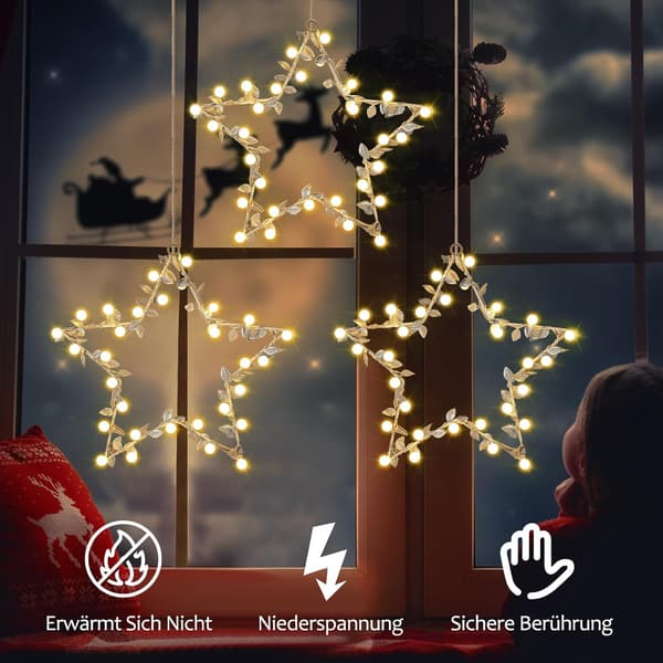 LED Stjernelys Vindu Jul, 1 stk 62 LED-pærer Lysdekorasjon Julegirlander 8 Lysmoduser LED Vinduelys