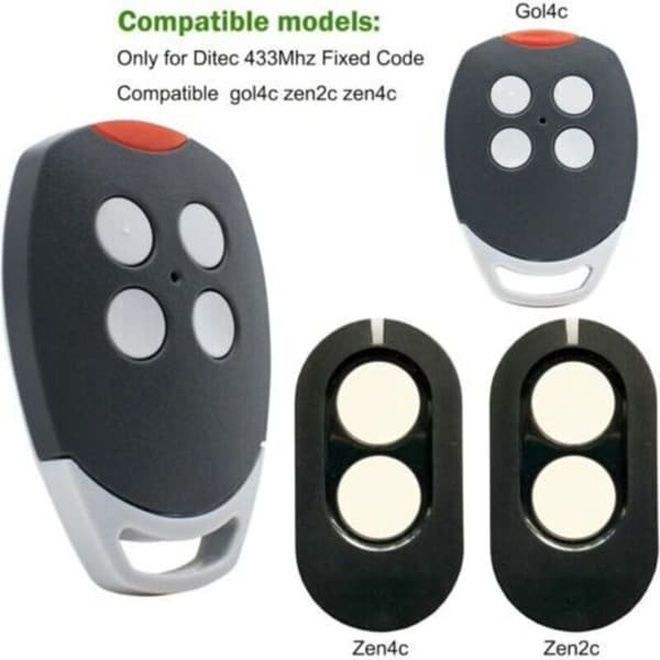 Sett med 2 fjernkontroller for Ditec GOL4C, ZEN2C, ZEN4C garasjeporter
