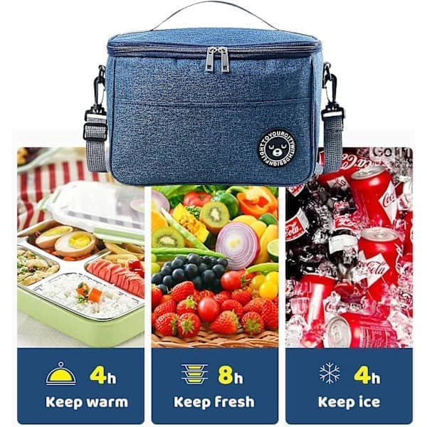 Foldable Cooler Bag, Small Cooler Bag, Waterproof Lunch Bags, with Zipper, Suitable for Picnics (Navy Blue)