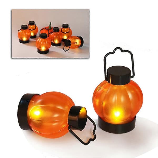 6 LED gresskarlykter batteridrevne flammeløse gresskar telys Halloween julefestdekorasjon
