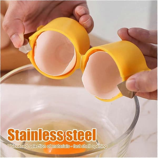 Egg Cracker i rustfritt stål for hardkokte og bløtkokte egg, enkel skallåpner for frokostlaging (rosa)