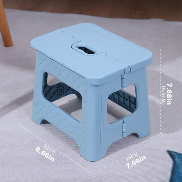 Folding stool, step stool with carrying handle, camping stool, 19.5 x 22 x 18 cm (pink white)