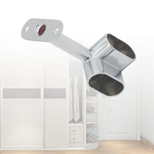 2 Pcs Ceiling Mounted Bracket Corner Wardrobe Rod Clothes Rail Lever Holder Qinhai 2 2